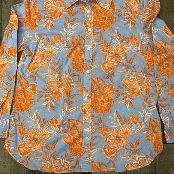 Talbots Orange and Blue Button Down Shirt size Medium - Picture 4 of 13